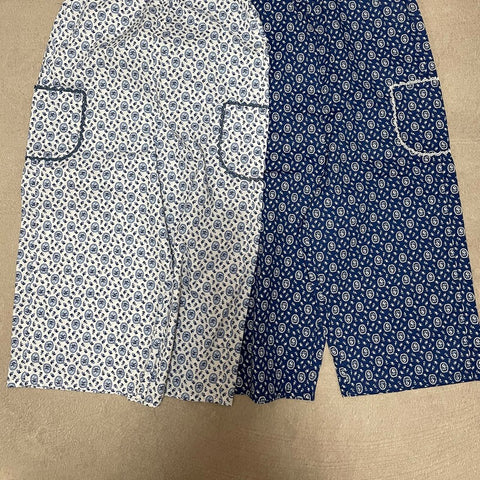 【drop3】&pal（アンドパル）2026SS　floral pattern salopette  blue　ポケット付き花柄サロペット　ブルー