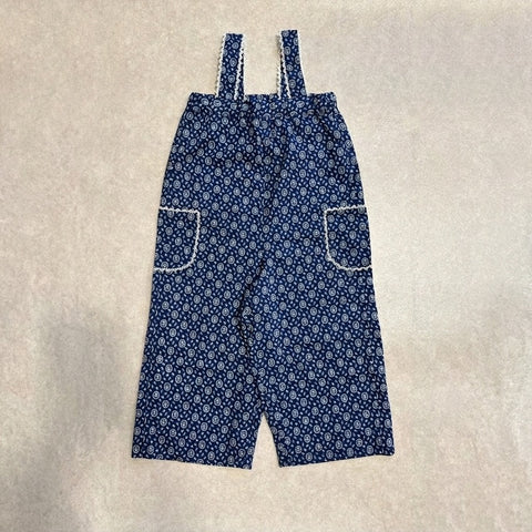 【drop3】&pal（アンドパル）2026SS　floral pattern salopette  blue　ポケット付き花柄サロペット　ブルー