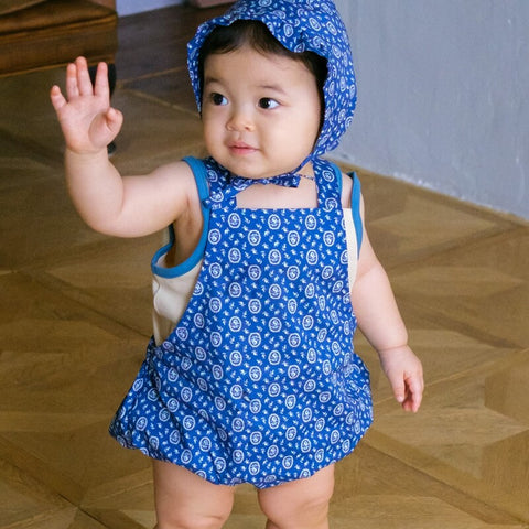 【drop3】&pal（アンドパル）2026SS　floral pattern salopette rompers　blue　花柄サロペットロンパース　ブルー