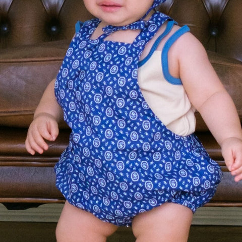 【drop3】&pal（アンドパル）2026SS　floral pattern salopette rompers　blue　花柄サロペットロンパース　ブルー