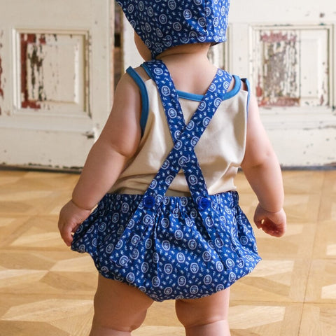 【drop3】&pal（アンドパル）2026SS　floral pattern salopette rompers　blue　花柄サロペットロンパース　ブルー