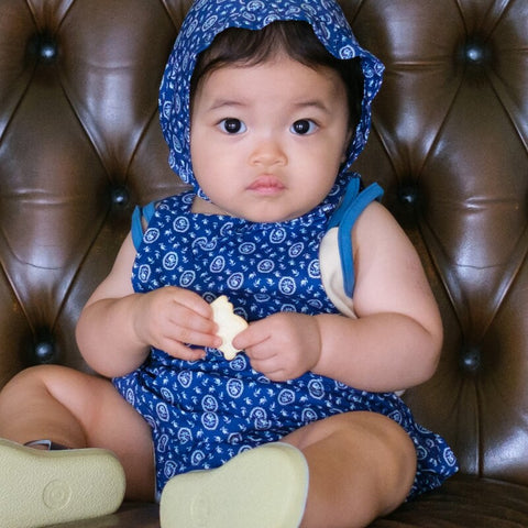 【drop3】&pal（アンドパル）2026SS　floral pattern salopette rompers　blue　花柄サロペットロンパース　ブルー