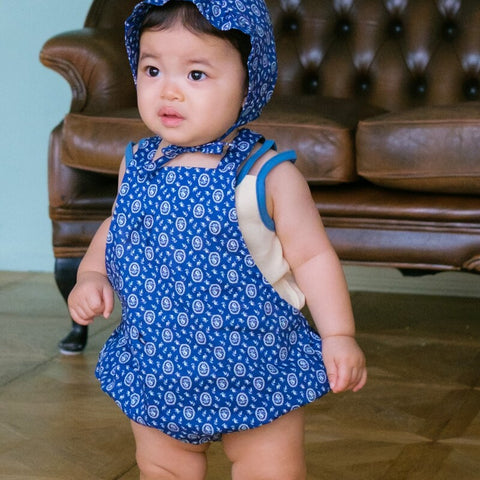 【drop3】&pal（アンドパル）2026SS　floral pattern salopette rompers　blue　花柄サロペットロンパース　ブルー