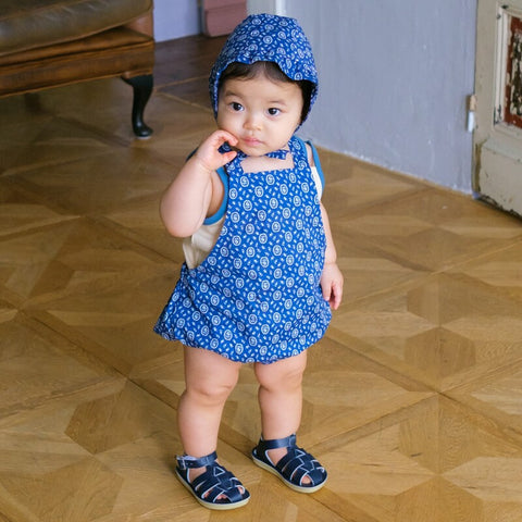 【drop3】&pal（アンドパル）2026SS　floral pattern salopette rompers　blue　花柄サロペットロンパース　ブルー