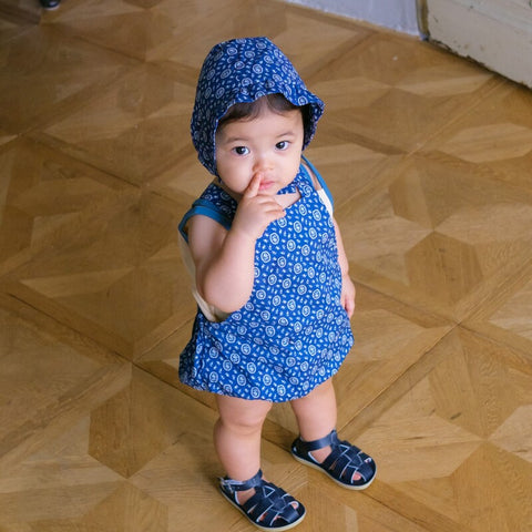 【drop3】&pal（アンドパル）2026SS　floral pattern salopette rompers　blue　花柄サロペットロンパース　ブルー