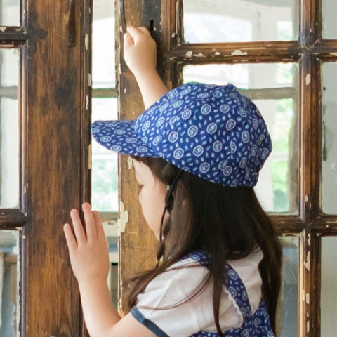 【drop3】&pal（アンドパル）2026SS　 floral print cap blue　花柄プリントキャップ帽　ブルー