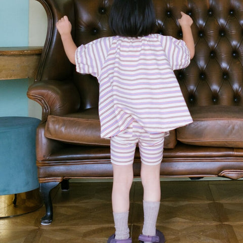 【drop1】&pal（アンドパル）2026SS　Border Pattern Biker Shorts  cream　ボーダー柄バイカーショーツ　クリーム