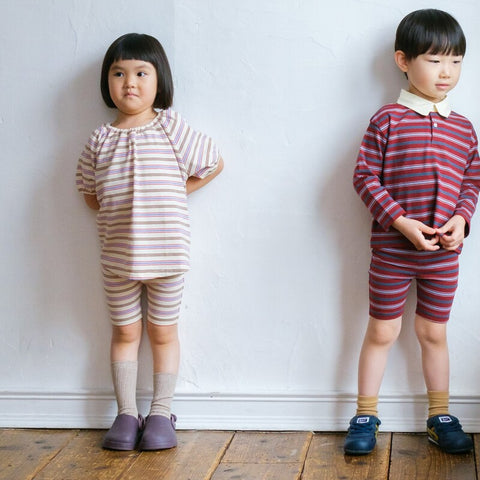 【drop1】&pal（アンドパル）2026SS　Border Pattern Biker Shorts  cream　ボーダー柄バイカーショーツ　クリーム