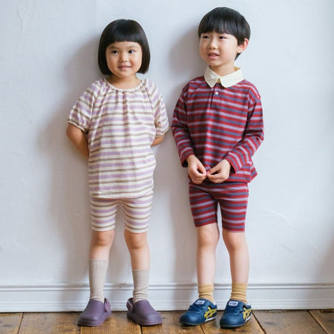 【drop1】&pal（アンドパル）2026SS　Border Pattern Biker Shorts  cream　ボーダー柄バイカーショーツ　クリーム