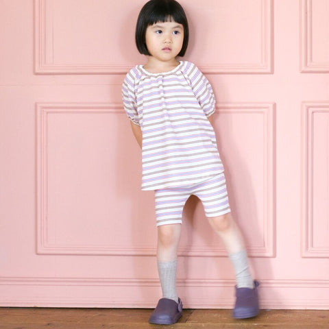 【drop1】&pal（アンドパル）2026SS　Border Pattern Biker Shorts  cream　ボーダー柄バイカーショーツ　クリーム