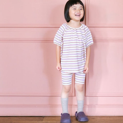 【drop1】&pal（アンドパル）2026SS　Border Pattern Biker Shorts  cream　ボーダー柄バイカーショーツ　クリーム