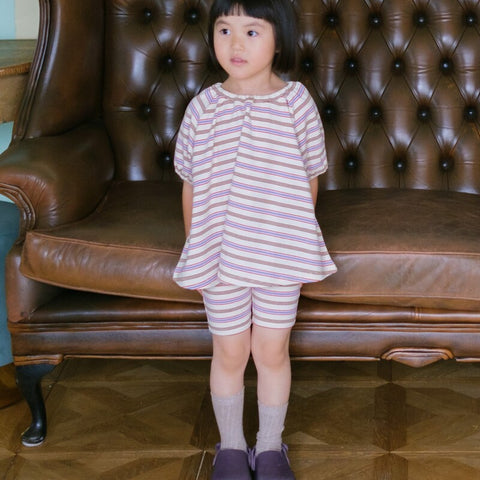 【drop1】&pal（アンドパル）2026SS　Border Pattern Biker Shorts  cream　ボーダー柄バイカーショーツ　クリーム