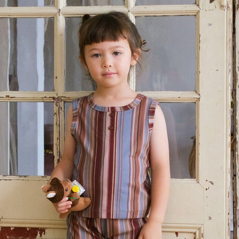 &pal（アンドパル）2026SS　multi stripe tank top  blue　マルチストライプノースリーブ　ブルー