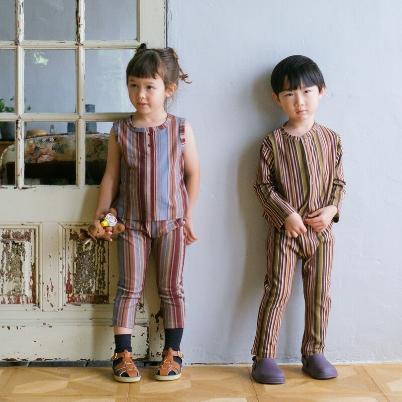 &pal（アンドパル）2026SS multi-stripe leggings blue マルチ