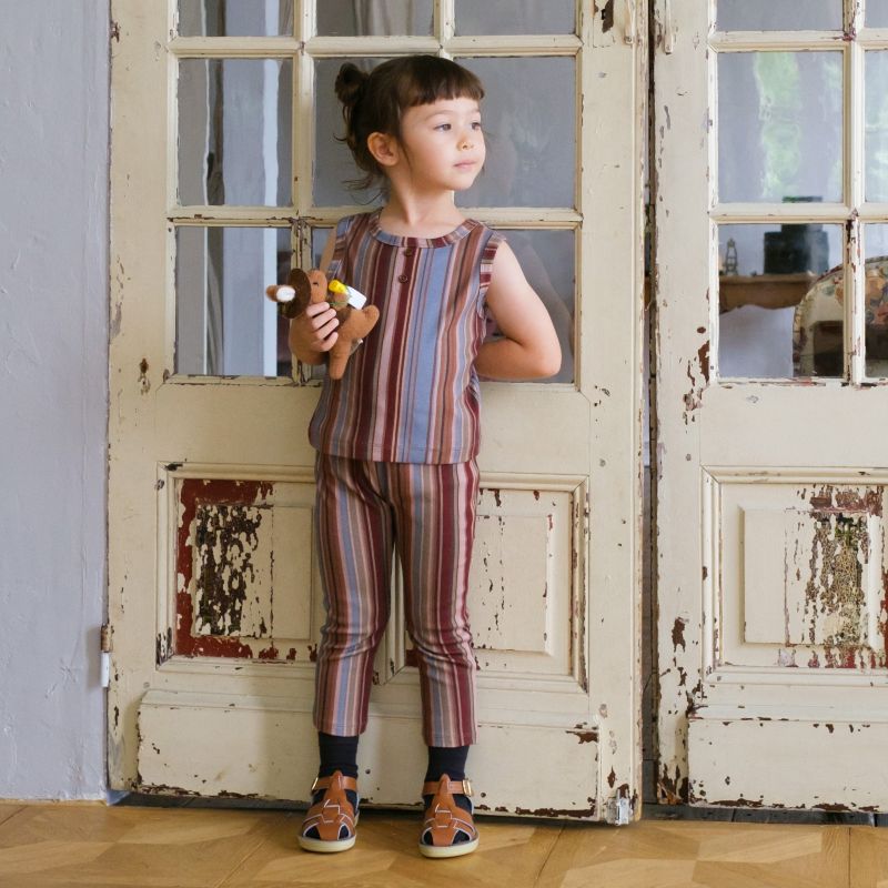 &pal（アンドパル）2026SS multi-stripe leggings blue マルチ