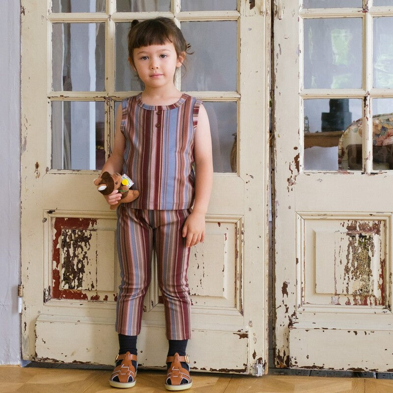 &pal（アンドパル）2026SS multi-stripe leggings blue マルチ