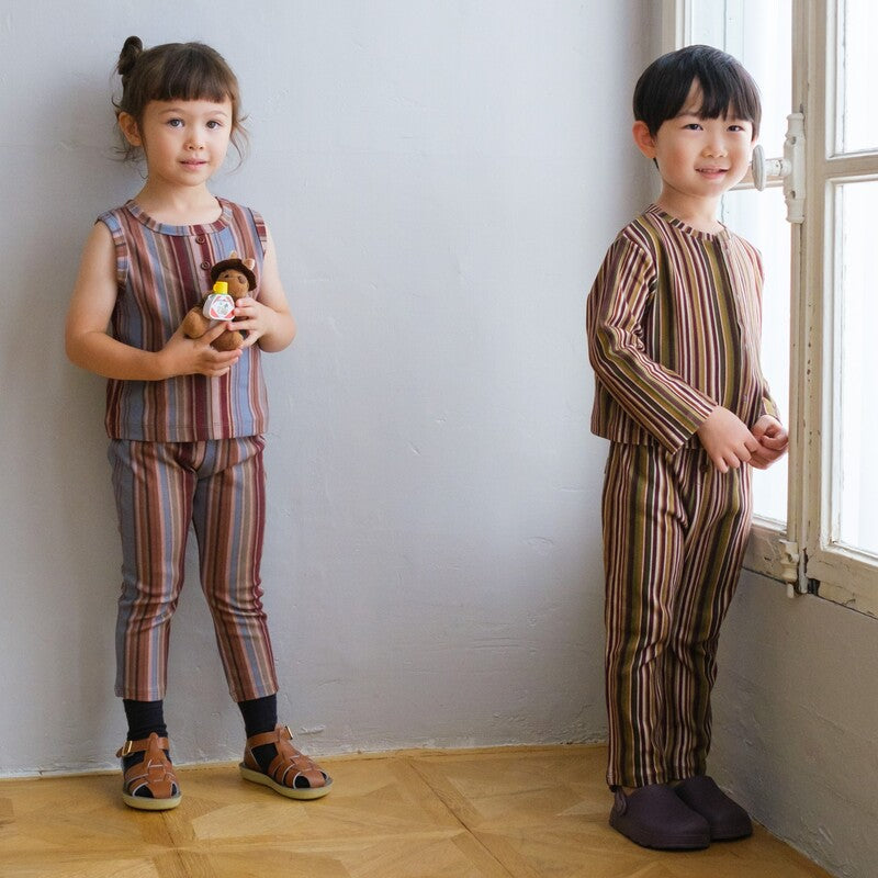 &pal（アンドパル）2026SS multi-stripe leggings blue マルチ