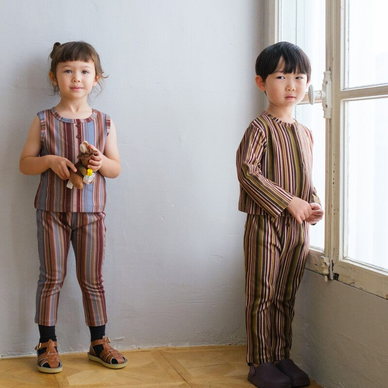 &pal（アンドパル）2026SS multi-stripe leggings blue マルチ
