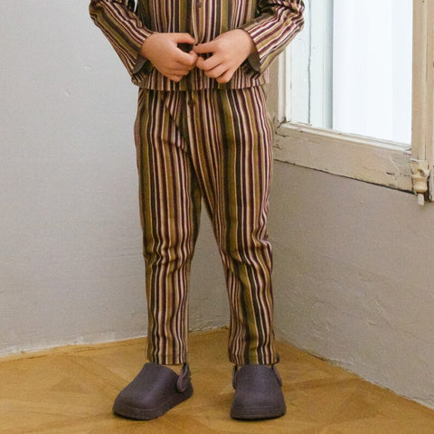 &pal（アンドパル）2026SS　multi-stripe leggings　Khaki　マルチストライプレギンス　カーキ