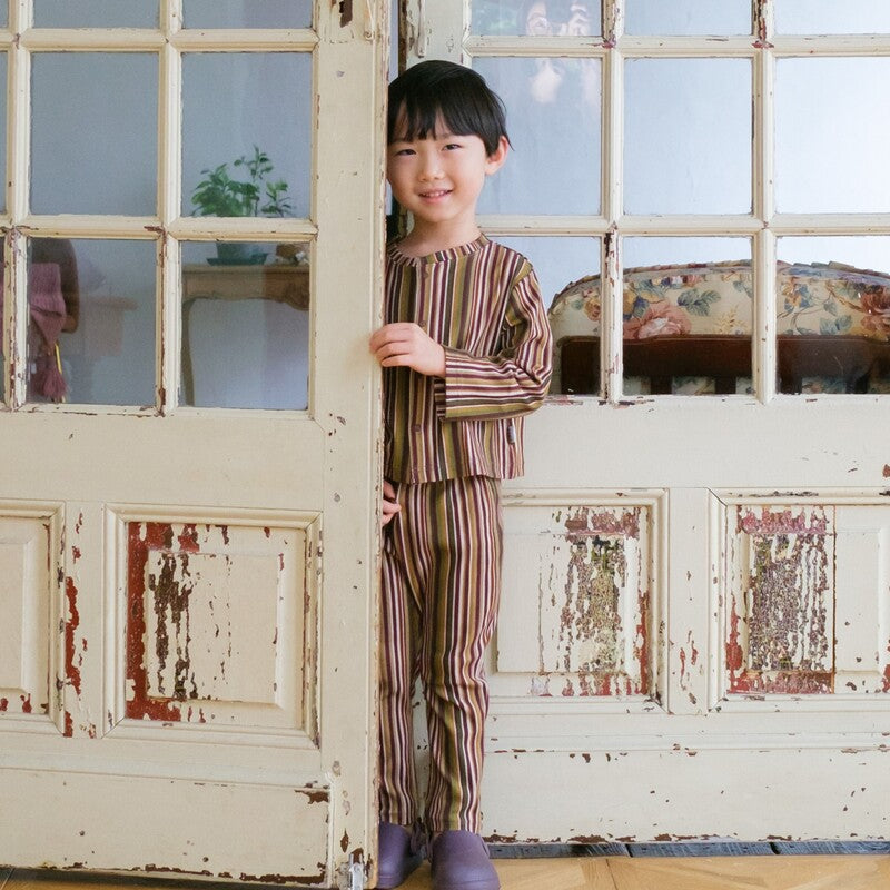 &pal（アンドパル）2026SS multi-stripe leggings Khaki マルチ