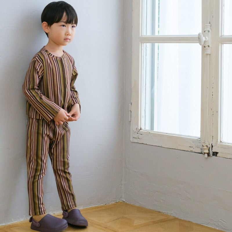 &pal（アンドパル）2026SS multi-stripe leggings Khaki マルチ