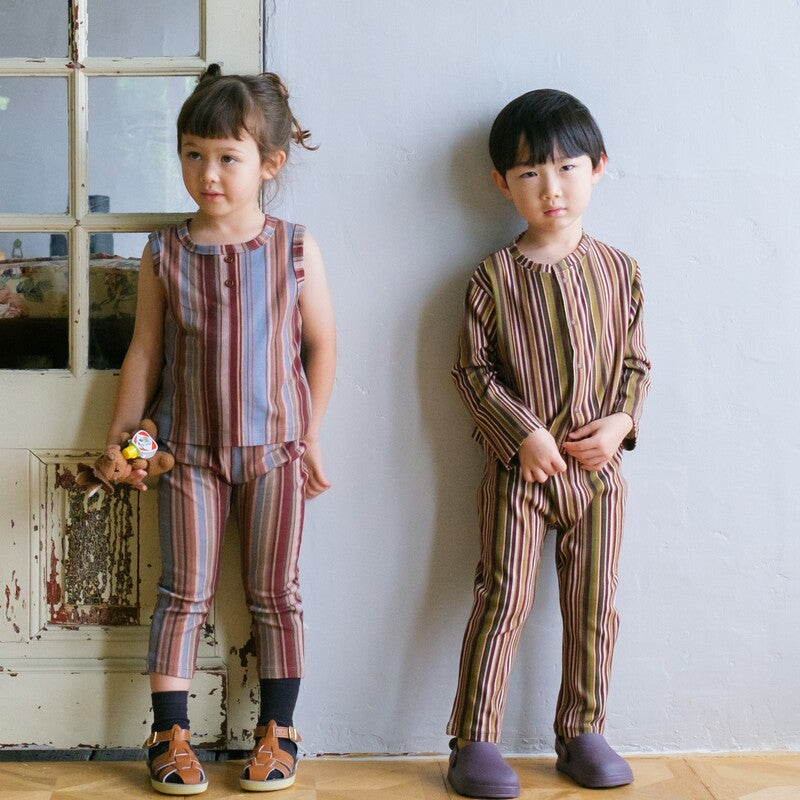 &pal（アンドパル）2026SS multi-stripe leggings Khaki マルチ