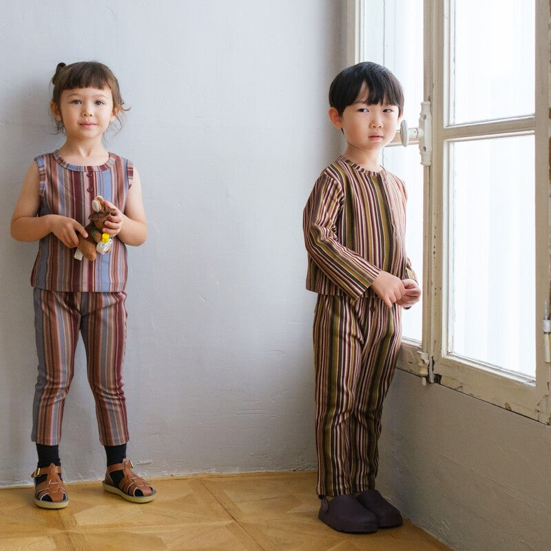 &pal（アンドパル）2026SS multi-stripe leggings Khaki マルチ