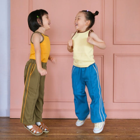 【drop3】&pal（アンドパル）2026SS　retro color line pants　navy　サイドラインパンツ　ネイビー