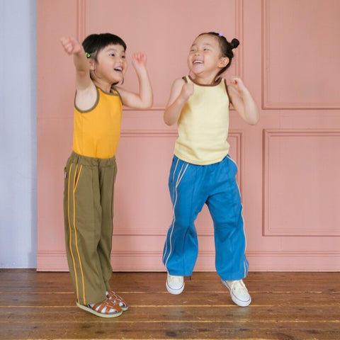 【drop3】&pal（アンドパル）2026SS　retro color line pants　Khaki　サイドラインパンツ　カーキ