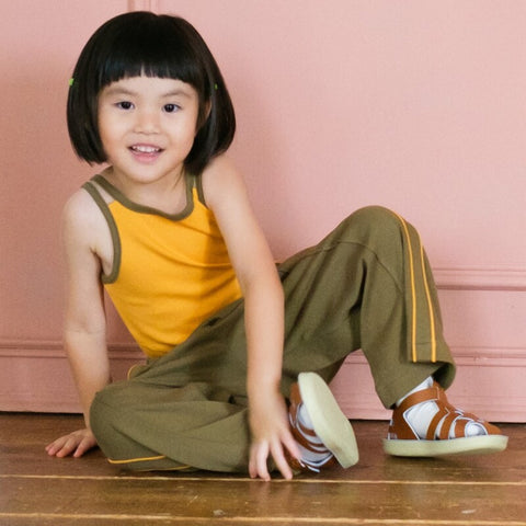 【drop3】&pal（アンドパル）2026SS　retro color line pants　Khaki　サイドラインパンツ　カーキ