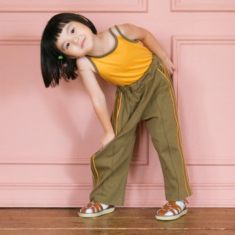 【drop3】&pal（アンドパル）2026SS　retro color line pants　Khaki　サイドラインパンツ　カーキ