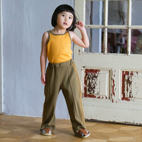 【drop3】&pal（アンドパル）2026SS　retro color line pants　Khaki　サイドラインパンツ　カーキ