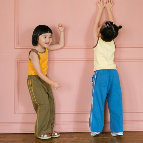 【drop3】&pal（アンドパル）2026SS　retro color line pants　Khaki　サイドラインパンツ　カーキ