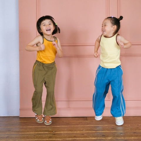 【drop3】&pal（アンドパル）2026SS　retro color line pants　Khaki　サイドラインパンツ　カーキ