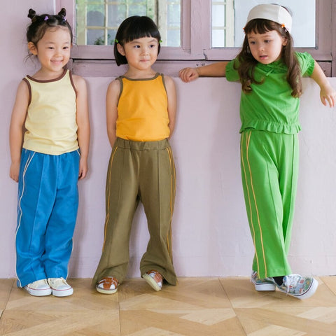 【drop3】&pal（アンドパル）2026SS　retro color line pants　Khaki　サイドラインパンツ　カーキ