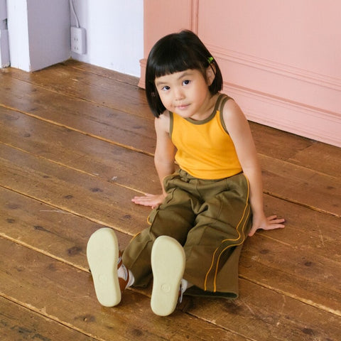 【drop3】&pal（アンドパル）2026SS　retro color line pants　Khaki　サイドラインパンツ　カーキ