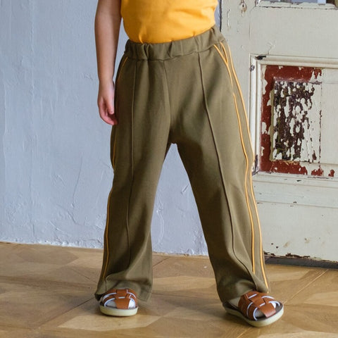 【drop3】&pal（アンドパル）2026SS　retro color line pants　Khaki　サイドラインパンツ　カーキ
