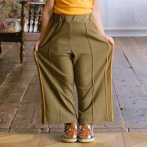 【drop3】&pal（アンドパル）2026SS　retro color line pants　Khaki　サイドラインパンツ　カーキ