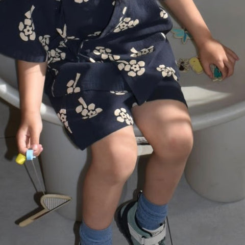 &pal（アンドパル）2026SS　floral print shorts  navy　フラワーショートパンツ　ネイビー