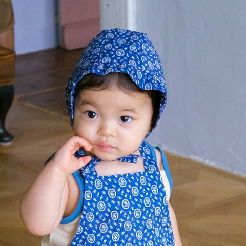 【drop3】&pal（アンドパル）2026SS　floral pattern bonnet blue　花柄ボンネット　ブルー