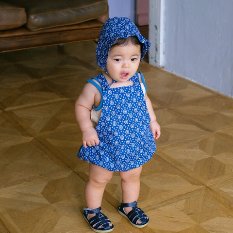 【drop3】&pal（アンドパル）2026SS　floral pattern bonnet blue　花柄ボンネット　ブルー