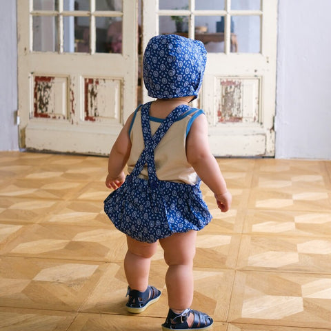 【drop3】&pal（アンドパル）2026SS　floral pattern bonnet blue　花柄ボンネット　ブルー