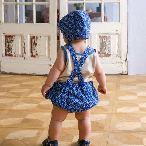 【drop3】&pal（アンドパル）2026SS　floral pattern bonnet blue　花柄ボンネット　ブルー