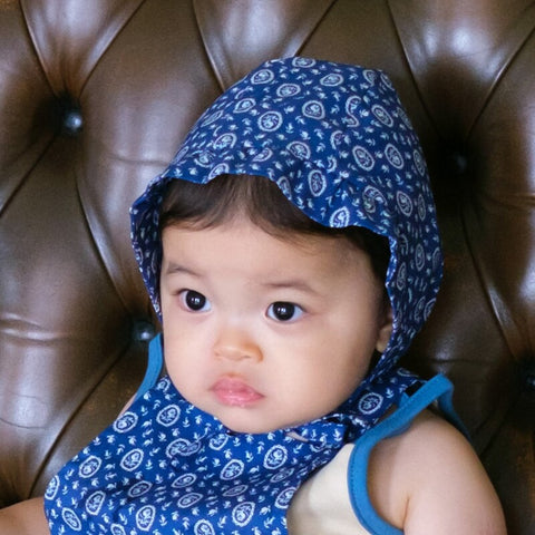 【drop3】&pal（アンドパル）2026SS　floral pattern bonnet blue　花柄ボンネット　ブルー