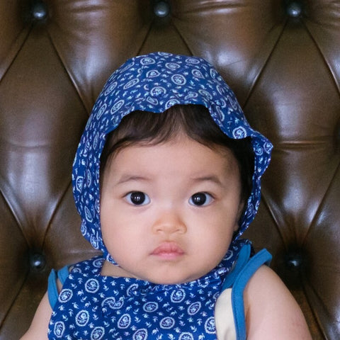 【drop3】&pal（アンドパル）2026SS　floral pattern bonnet blue　花柄ボンネット　ブルー