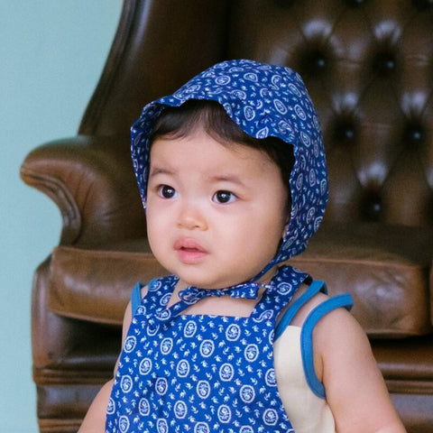 【drop3】&pal（アンドパル）2026SS　floral pattern bonnet blue　花柄ボンネット　ブルー