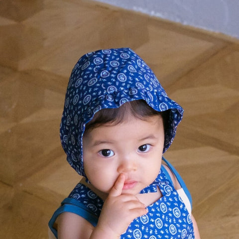 【drop3】&pal（アンドパル）2026SS　floral pattern bonnet blue　花柄ボンネット　ブルー