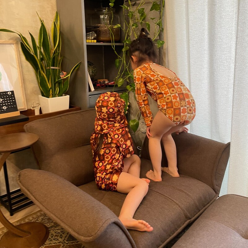 &pal（アンドパル）2026SS retro pattern swim rash guard brown