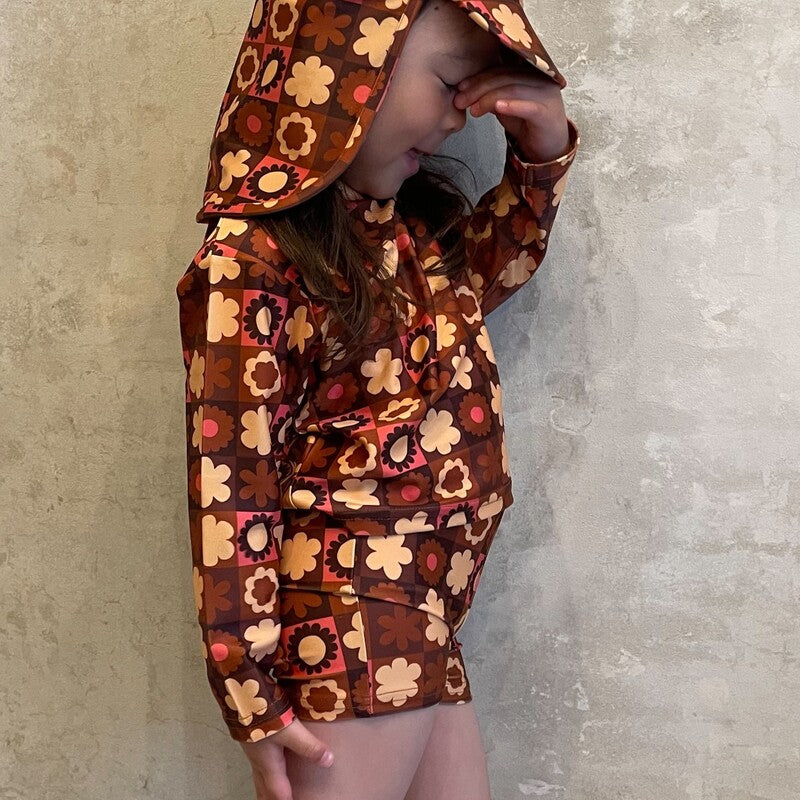 &pal（アンドパル）2026SS retro pattern swim rash guard brown