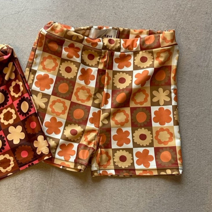 &pal（アンドパル）2026SS retro pattern swim pants orange レトロ花